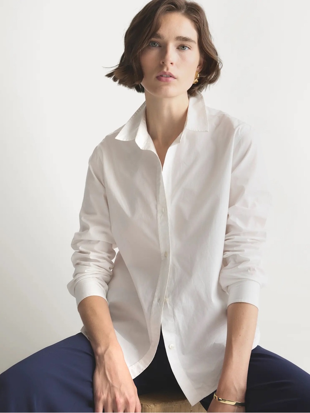 Quince White Organic Cotton Poplin Button Down Shirt M Classic Long Sleeve